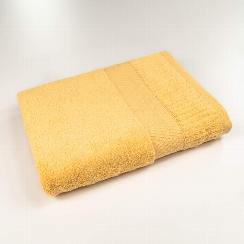 Рушник махровий 50x90см Преміум якості Зеро Твіст Бордюр 550г/м2 GM Textile (Жовтий)
